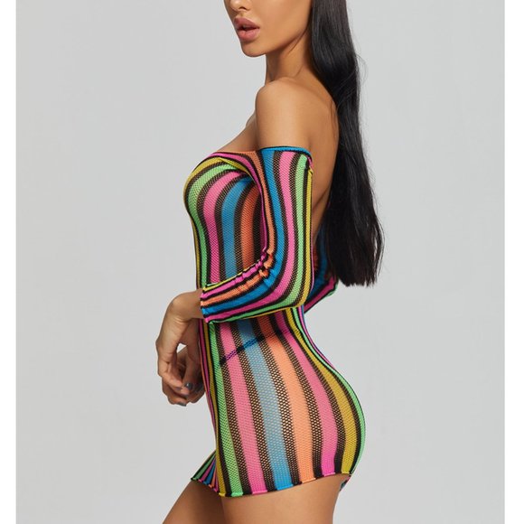 Fun pajamas colorful long-sleeved hip one-piece net suit sexy uniform temptation - Picture 2 of 7